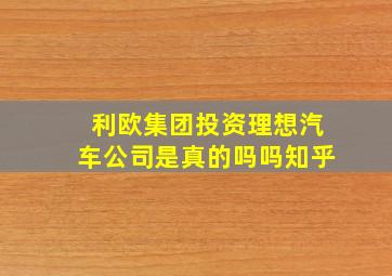 利欧集团投资理想汽车公司是真的吗吗知乎