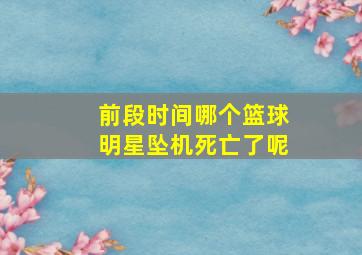 前段时间哪个篮球明星坠机死亡了呢