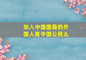 加入中国国籍的外国人是中国公民么