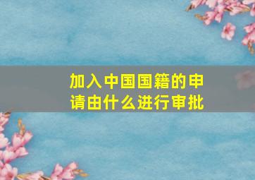 加入中国国籍的申请由什么进行审批