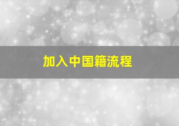 加入中国籍流程