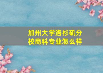 加州大学洛杉矶分校商科专业怎么样