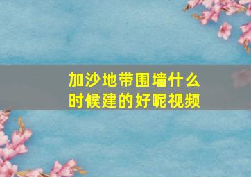 加沙地带围墙什么时候建的好呢视频