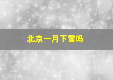 北京一月下雪吗