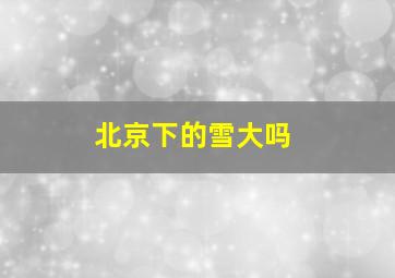 北京下的雪大吗