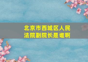 北京市西城区人民法院副院长是谁啊