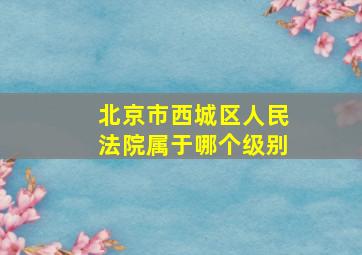 北京市西城区人民法院属于哪个级别