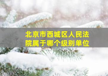 北京市西城区人民法院属于哪个级别单位