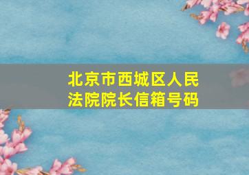 北京市西城区人民法院院长信箱号码