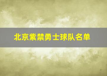 北京紫禁勇士球队名单