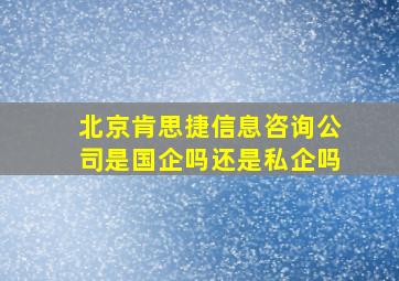 北京肯思捷信息咨询公司是国企吗还是私企吗