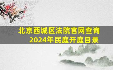 北京西城区法院官网查询2024年民庭开庭目录