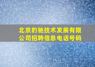 北京豹驰技术发展有限公司招聘信息电话号码