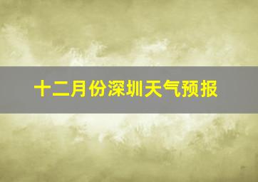 十二月份深圳天气预报