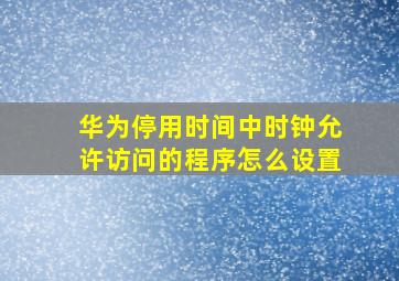 华为停用时间中时钟允许访问的程序怎么设置