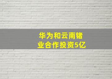 华为和云南锗业合作投资5亿