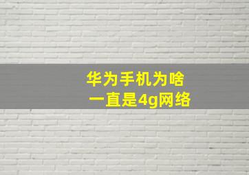 华为手机为啥一直是4g网络