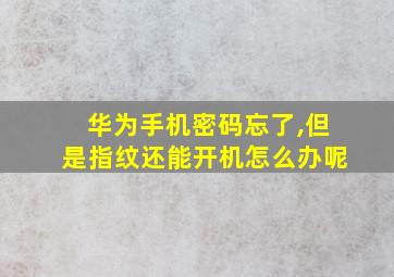 华为手机密码忘了,但是指纹还能开机怎么办呢