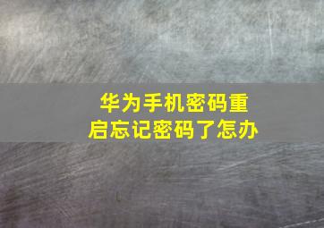 华为手机密码重启忘记密码了怎办