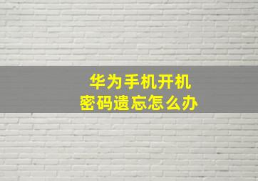 华为手机开机密码遗忘怎么办