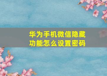 华为手机微信隐藏功能怎么设置密码