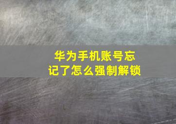 华为手机账号忘记了怎么强制解锁