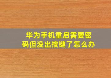 华为手机重启需要密码但没出按键了怎么办