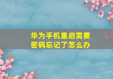 华为手机重启需要密码忘记了怎么办