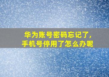 华为账号密码忘记了,手机号停用了怎么办呢