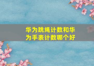 华为跳绳计数和华为手表计数哪个好