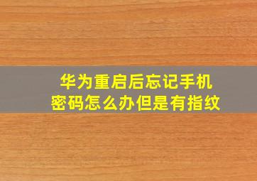 华为重启后忘记手机密码怎么办但是有指纹