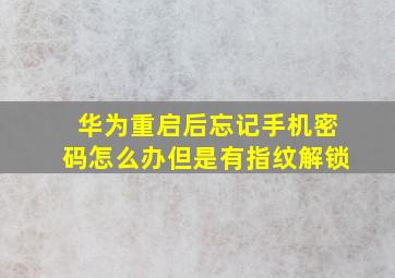 华为重启后忘记手机密码怎么办但是有指纹解锁