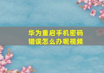 华为重启手机密码错误怎么办呢视频