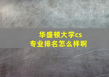 华盛顿大学cs专业排名怎么样啊