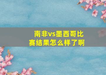 南非vs墨西哥比赛结果怎么样了啊