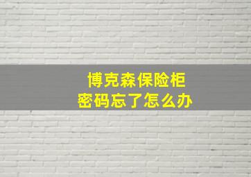 博克森保险柜密码忘了怎么办