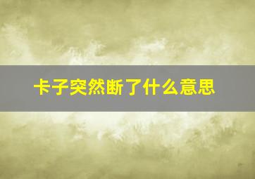 卡子突然断了什么意思