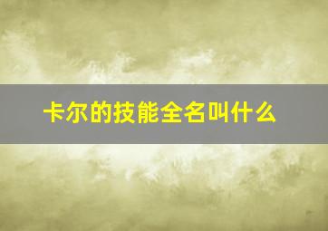 卡尔的技能全名叫什么