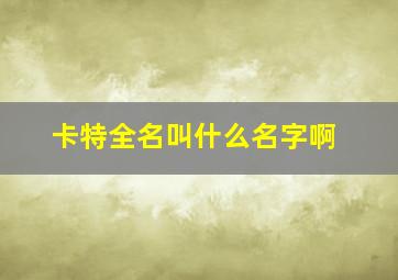 卡特全名叫什么名字啊