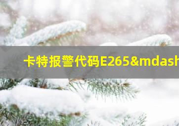 卡特报警代码E265—1