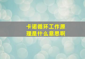 卡诺循环工作原理是什么意思啊