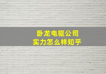 卧龙电驱公司实力怎么样知乎