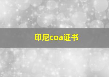 印尼coa证书