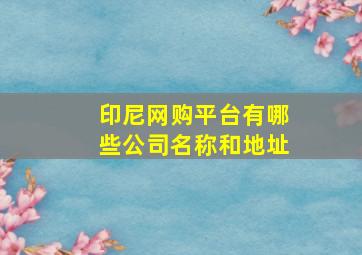 印尼网购平台有哪些公司名称和地址