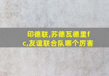 印德联,苏德瓦德里fc,友谊联合队哪个厉害