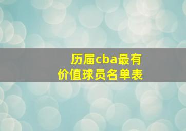 历届cba最有价值球员名单表