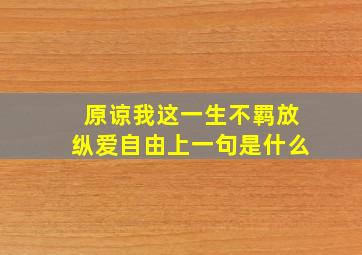 原谅我这一生不羁放纵爱自由上一句是什么