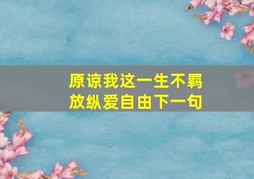 原谅我这一生不羁放纵爱自由下一句