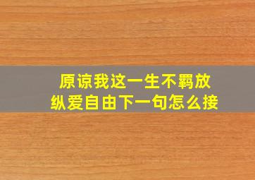 原谅我这一生不羁放纵爱自由下一句怎么接