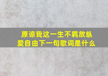 原谅我这一生不羁放纵爱自由下一句歌词是什么